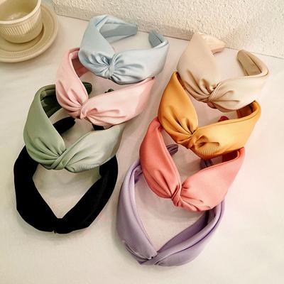 Orta Çapraz Moda Saç Bandı Kadın Saç Kumaş El Sanatları Düz Renk Bağlama Başlığı Saç Tokası
