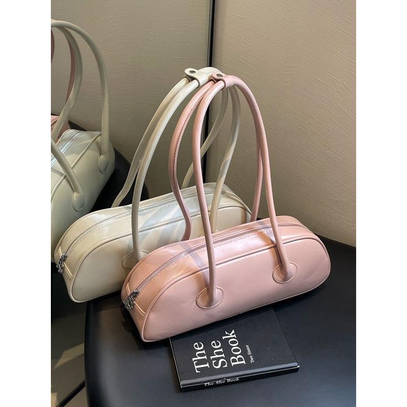 Korean simple solid color PU bag women's new high-end baguette bag 2025 spring and summer versatile axillary shoulder bag