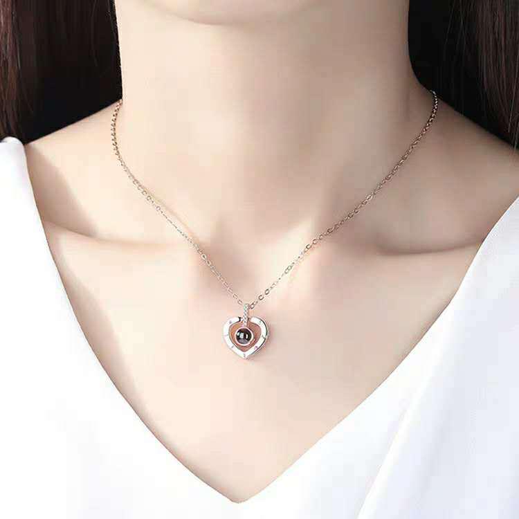Heart Memory Projection Pendant Necklace for Women - Heart Clavicle Chain, Couple Style