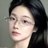 GM Diamond-Set Silver Frame Oval Y2K Glasses - Women's Small Frame, Myopia-Compatible, Makeup-Free Look.