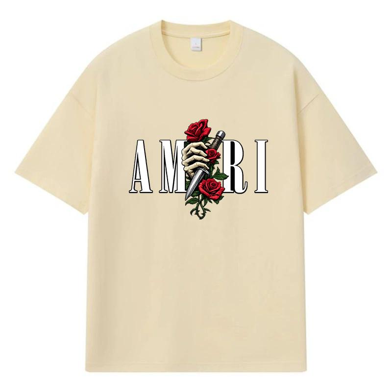 

2026 Knife Rose Printed Graphic Streetwear Y2k Harajuku Clothes 100% Cotton T Shirt Casual Oversized Summer Men T-shirt XXXL хакі