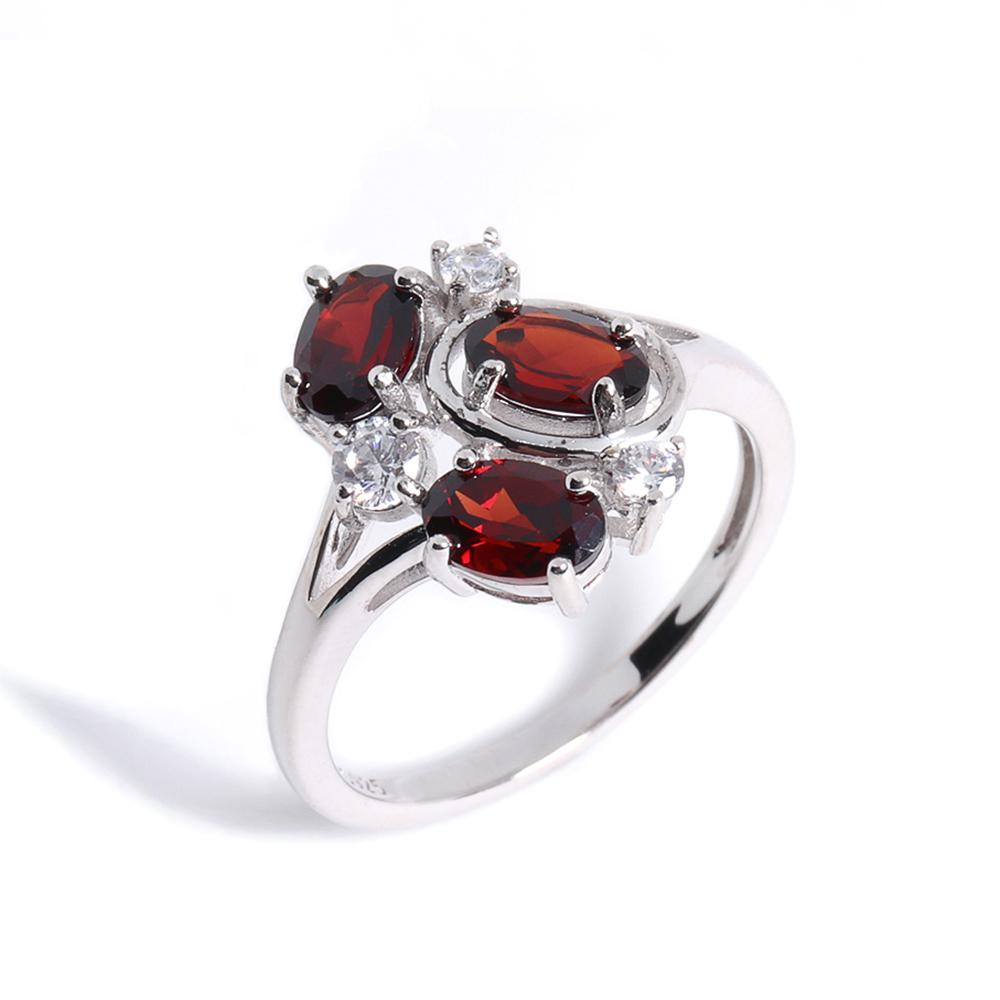 925 Silber Schmuckset mit natürlichen roten Granat-Edelsteinen Ohrringe und Ring für Frauen als schönes Geburtstagsgeschenk