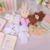 Cute Blush Teddy Bear Onesie Keychain & Rabbit Doll Plush Charm