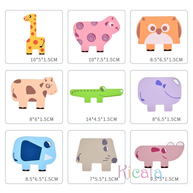 Wooden Animal Stacking Blocks Toy Shape Matching Puzzles Game Balance Fine Motor Training Montessori Educational Toddler Toys