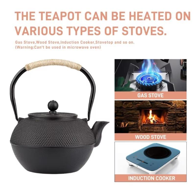 Cast Iron Teapot Japanese Tea Kettle Multi-Capacity 300-1200ML Stainless Steel Infuser Oolong Tea Boiling Water Kitchen Teaware