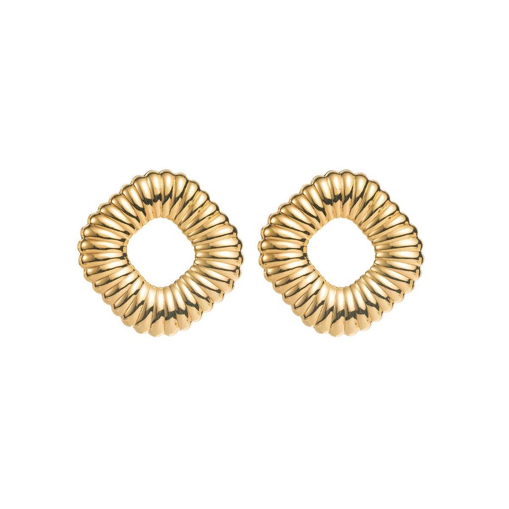 Geometric Irregular Butterfly Metallic Stud Earrings with Retro Hollow Design