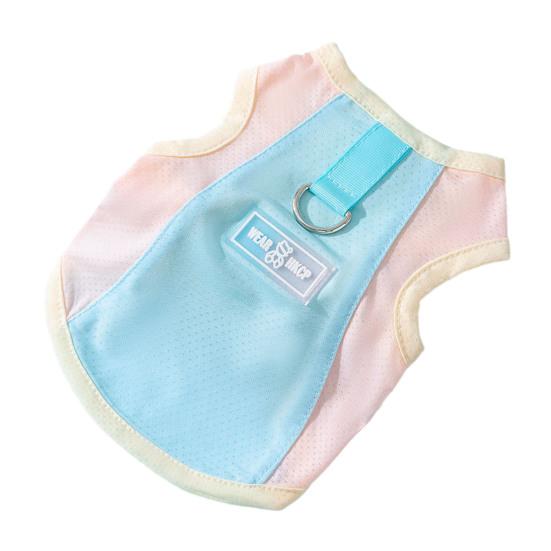 

Сетчатый охлаждающий жилет для собак, летняя дышащая майка без рукавов, цветовая блокировка, майка для домашних животных с D-кольцом для маленьких собак, йорка, чихуахуа L синий