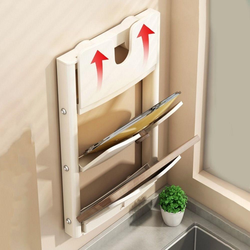 Wall Mounted Cutting Board Holder Punch-Free Pot Lids Holder Chopping Board Rack for Home