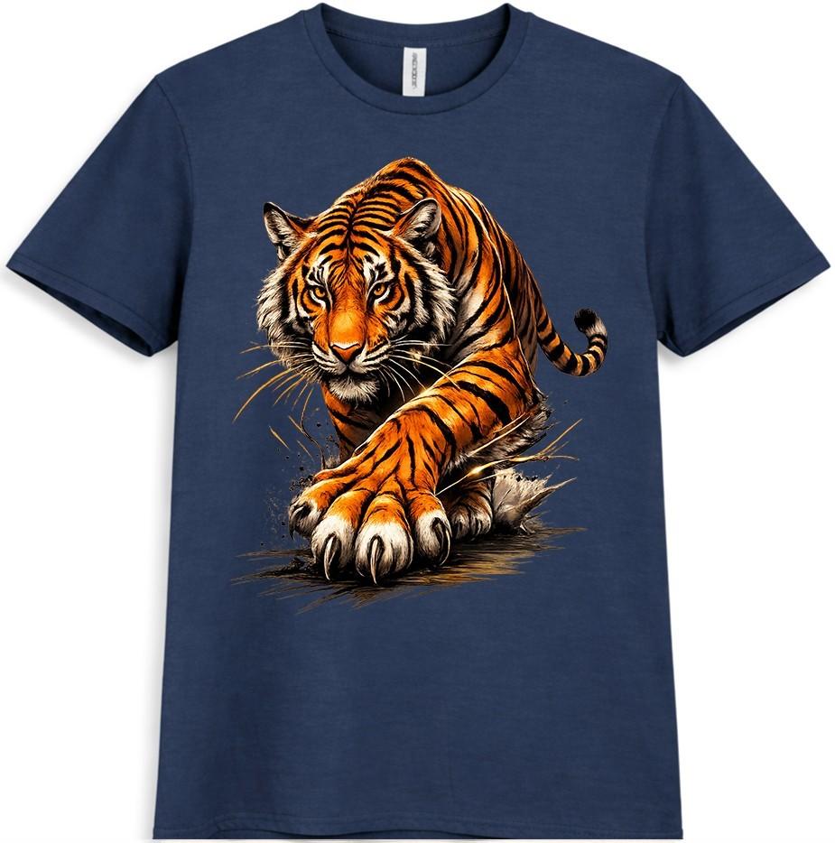 Tiger T Shirt Fierce Wild Animal Graphic Tee Big Cat Predator Casual Top