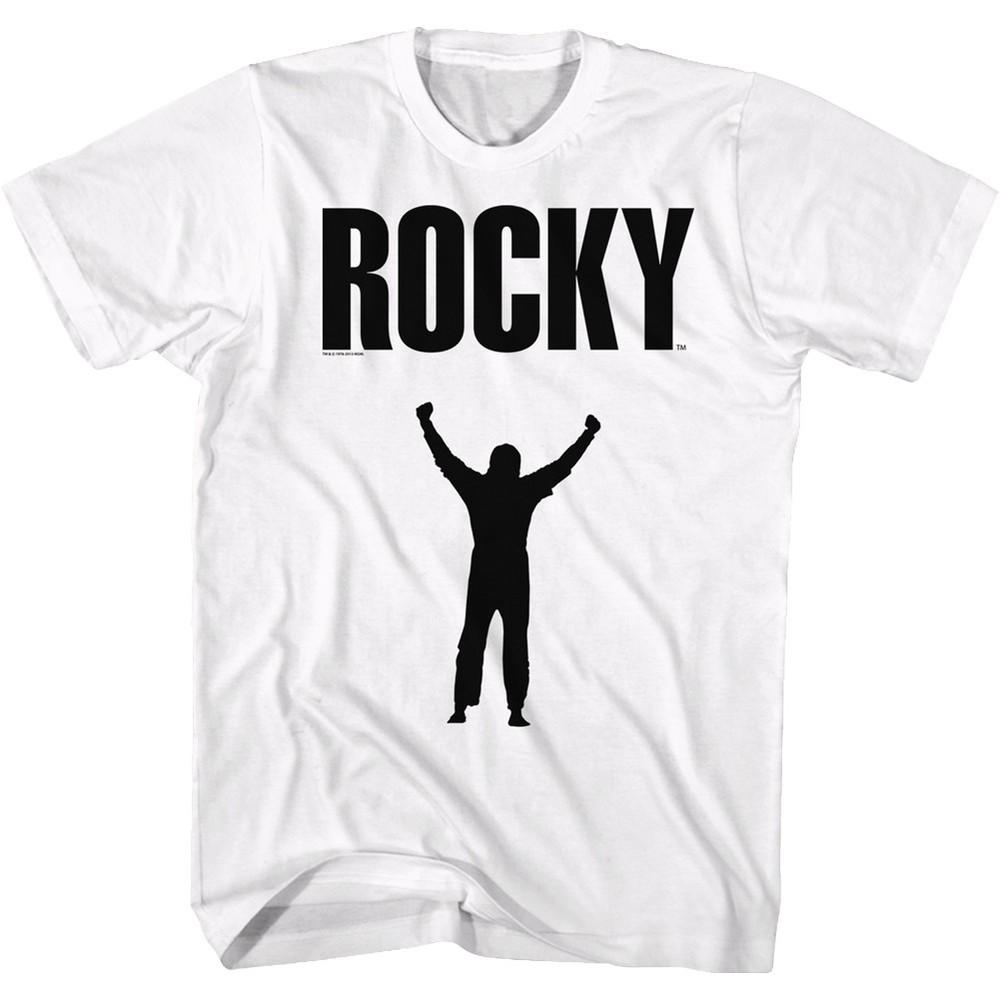 Rocky T-Shirt Silhouette Hands Up Logo White Tee Unisex T-Shirt M
