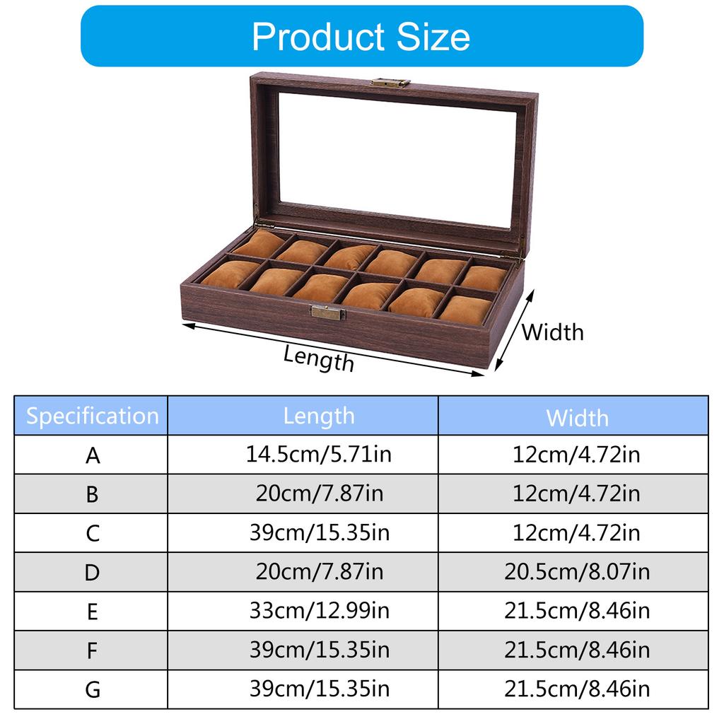 Wood Watch Storage Box Watch Display Holder Gift Box 2/3/6/10/12 Slot Watch Cases Box for Christmas Anniversary Birthday