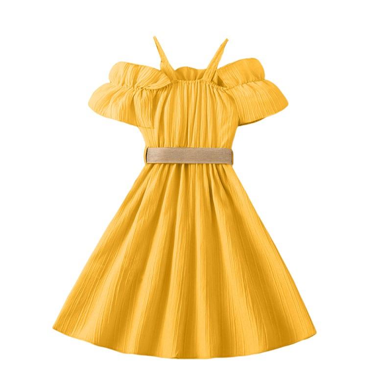 Summer Girls Skirt One-shoulder Patchwork Lace Princess- Dress