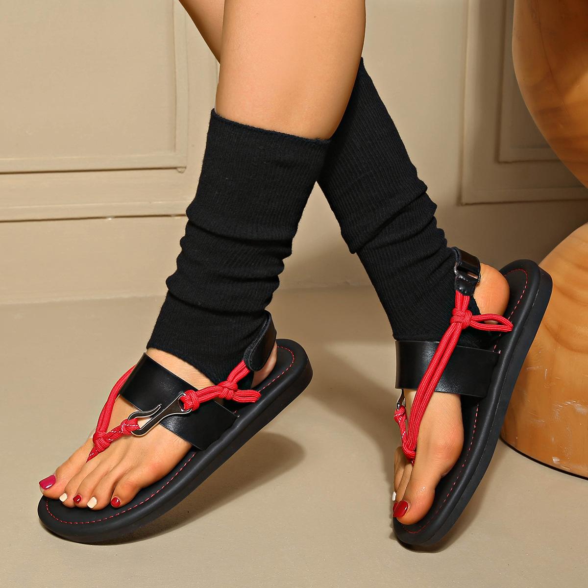 

Внешняя торговля лето новая обувь с открытым носком сандалии на плоской подошве женские универсальные для отдыха отпуска ветрозащитные пляжные римские удобные сандалии 42 красный