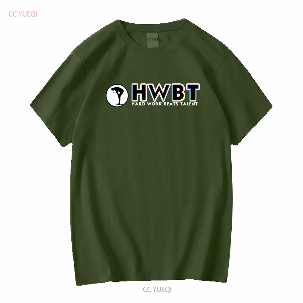 T SHIRT HWBT HARD WORK BEAT TALENT MOTIVATIONAL BLACK XL vintage Washed Casual designer clothes graphic Breathable Stylish