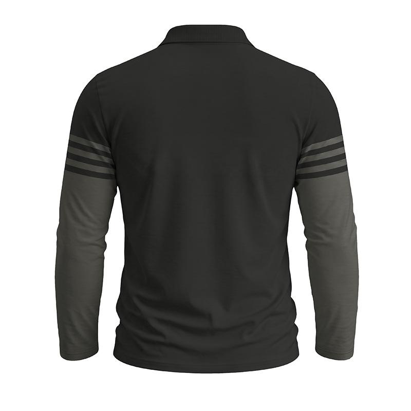Men Striped Color Block Long Sleeve Polo Shirts Autumn Turn-Down Collar Patchwork Tops Casual Daily Golf T Shirts