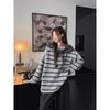 Kumikumi Retro Contrast Color Stripes Long Sleeves Sweaters Women's Clothing Fall Idle Style Soft Glutinous Loose Knitwear Tops