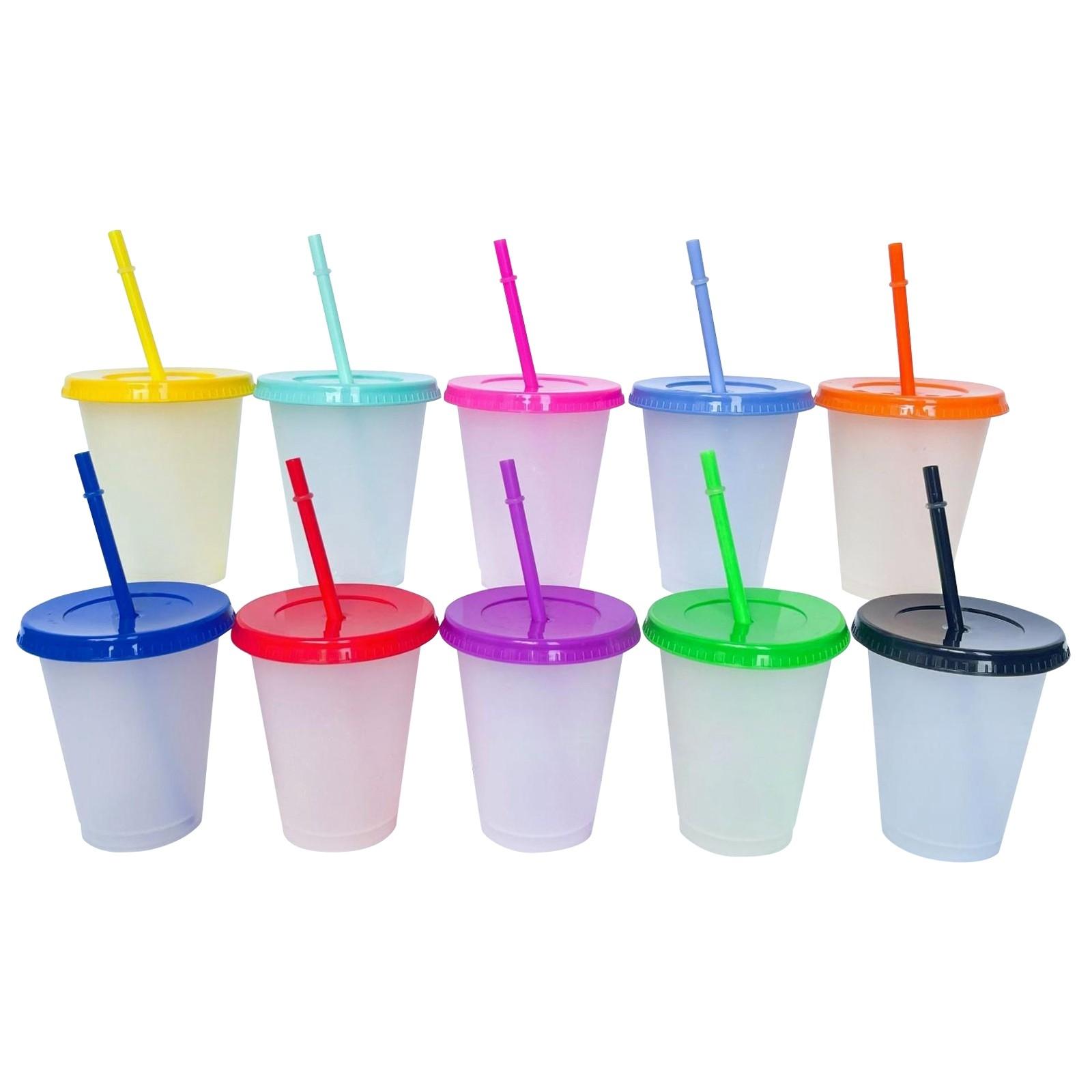 

10 шт. в наборе термочувствительная 10-цветная меняющая чашка 16 унций трубочка чашка меняет цвет при охлаждении многоразовая One Size