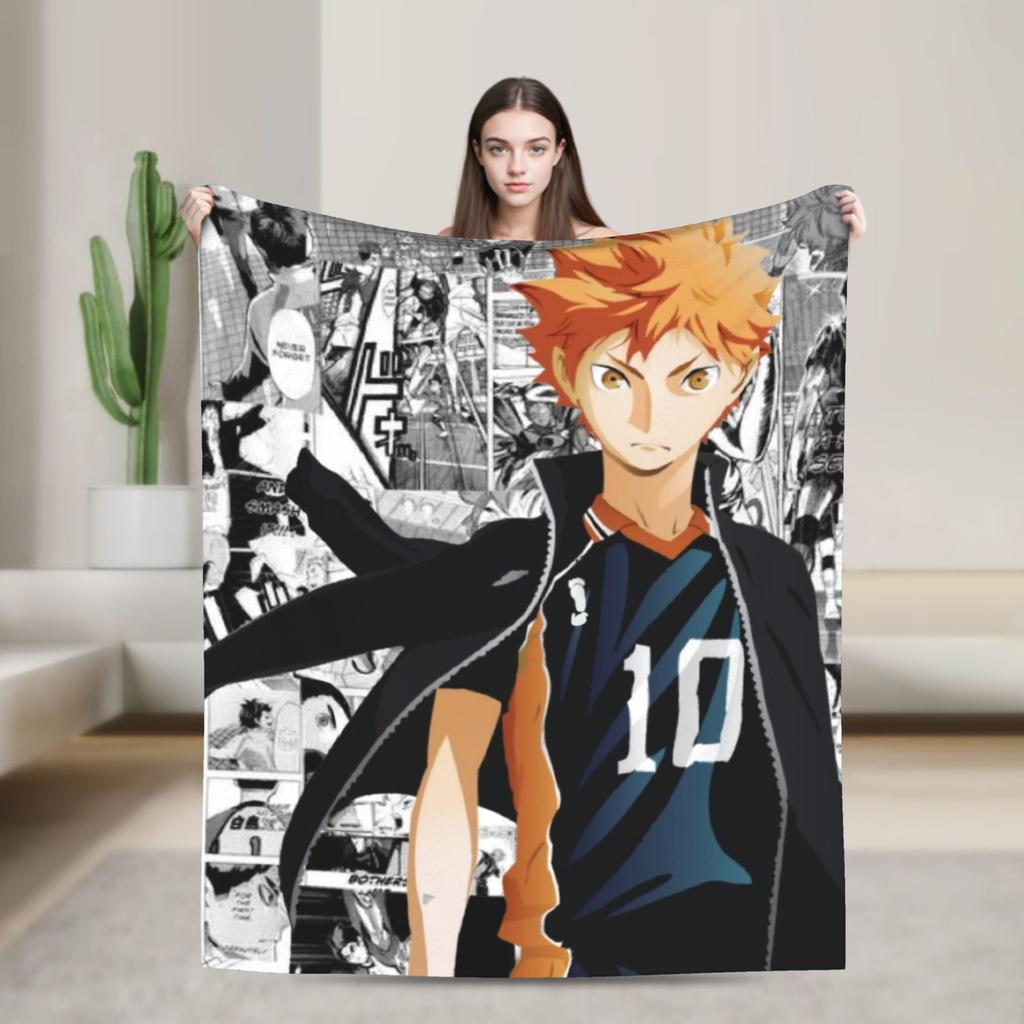 Haikyu!! Shoyo Hinata Blankets Fleece Decoration Anime Manga Portable Super Soft Throw Blankets for Bedding Car Bedding Throws