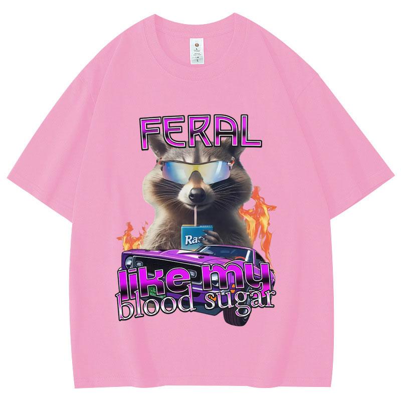 Funny Diabetes Raccoon Meme Graphic T Shirts Men Women Clothing Fashion Y2k Oversized T-shirt Summer Casual 100% Cotton T-shirts S