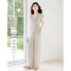 Women's Elegant Pleated Top & Pants Set