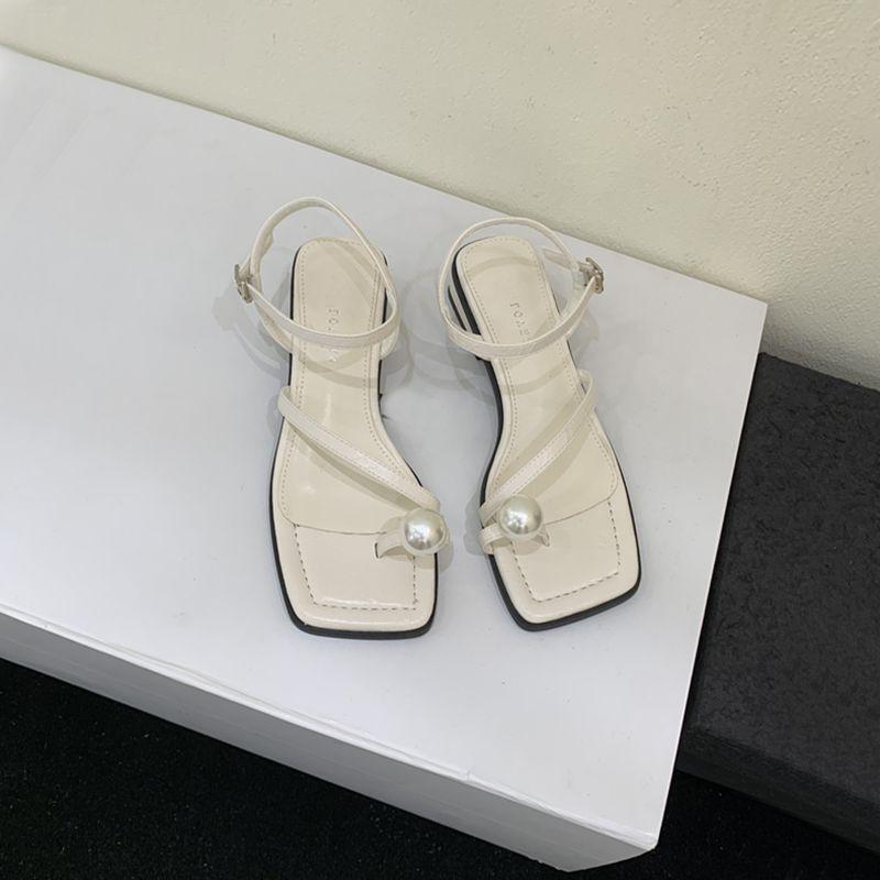 One-word Thick-heeled Sandals Female Toe Versatile Little Fairy 2025 New Internet Celebrity Fashion Set Toe Sandals