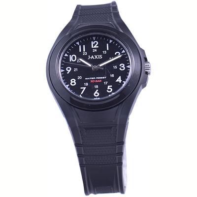 J-AXIS Men's AG1328-BK (A Series Black Sun Flame) Round Watch Black Analog