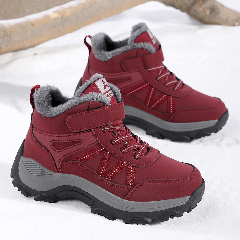 Autumn and winter velvet middle-aged walking shoes men's winter round head cotton warm cotton shoes women's cross-border large size