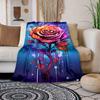 1pc Rose Print Blanket, Flannel Blanket, Soft Warm Throw Blanket Nap Blanket For Couch Sofa Office Bed Camping Travel
