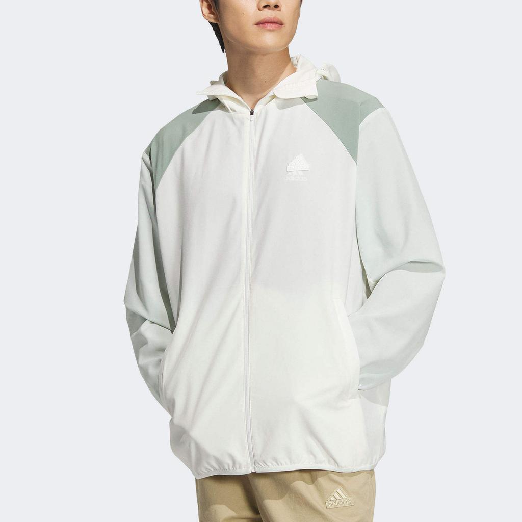 Adidas Hooded Casual Zip-Up Long Sleeve Jacket Unisex Outerwear Han-Jade-White JJ1304