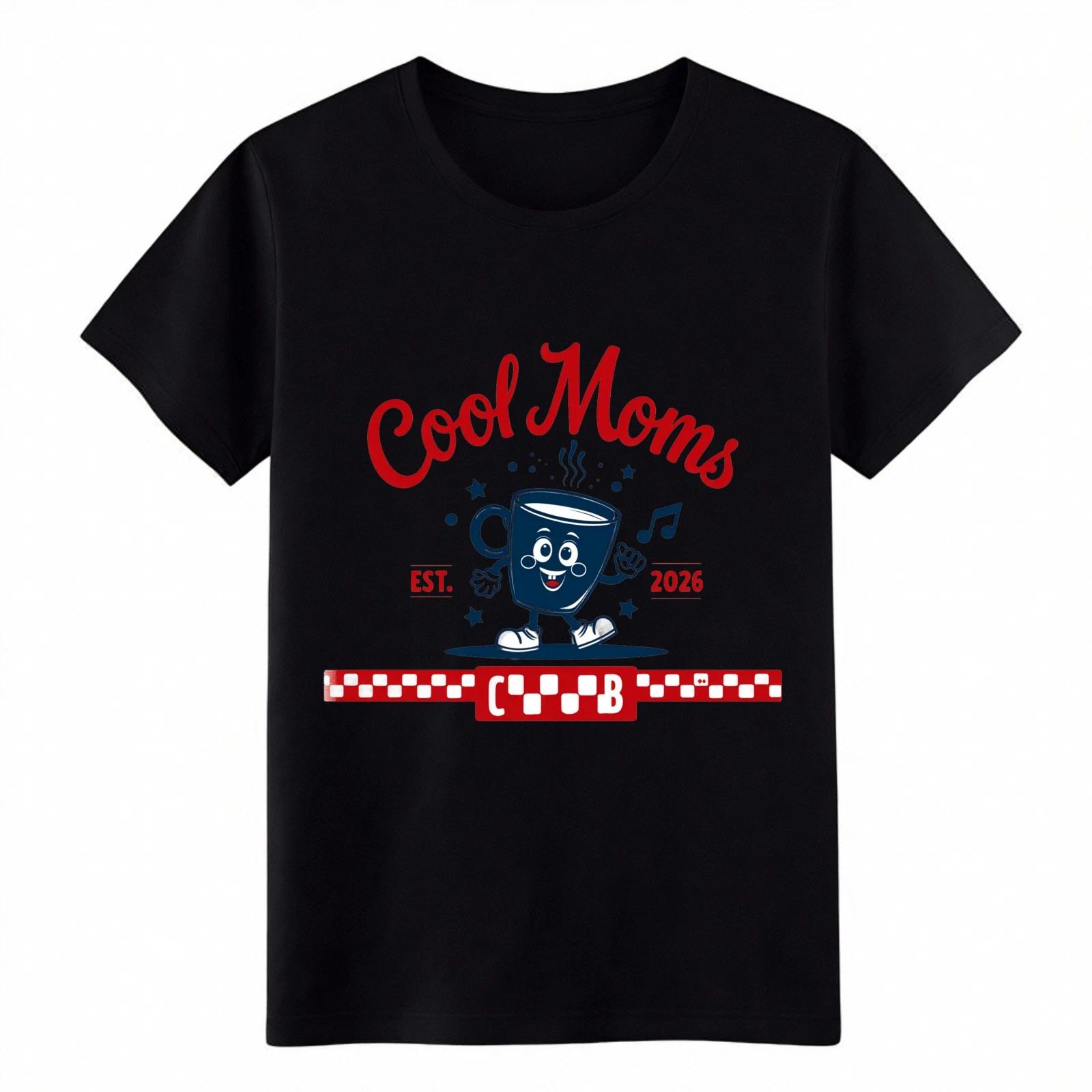 Unisex cartoon Cool Moms Coffee T-Shirt Retro Coffee Lover Mom Graphic Tee 2XL