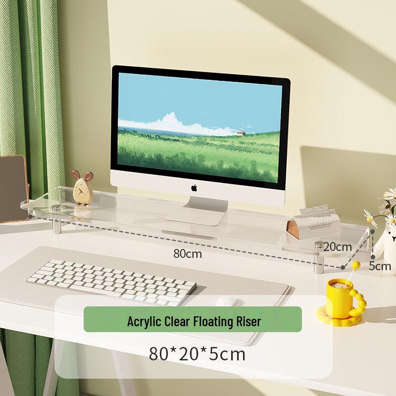 Acrylic Monitor Riser with Keyboard Tray and Storage Shelf