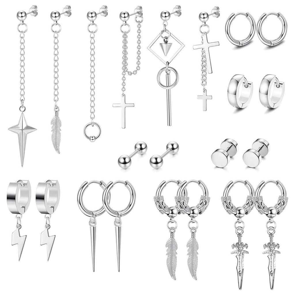 Luxury Stainless Steel Women's Stud Earrings: European & American Fashion Set