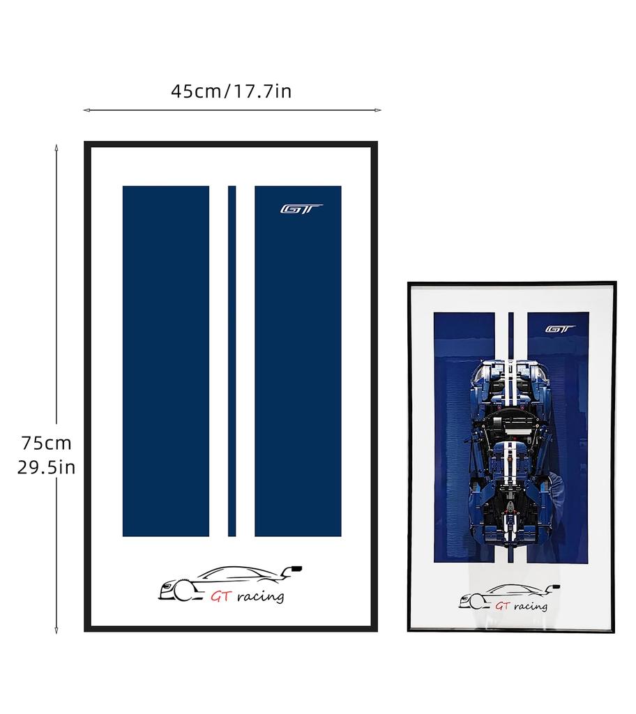 Display Wall Mount for LEGO Technic Ford GT 42154, Unique Decorative Metal Frame Display Wall Board for LEGO Car Wall Mount - Ideal Gift for LEGO