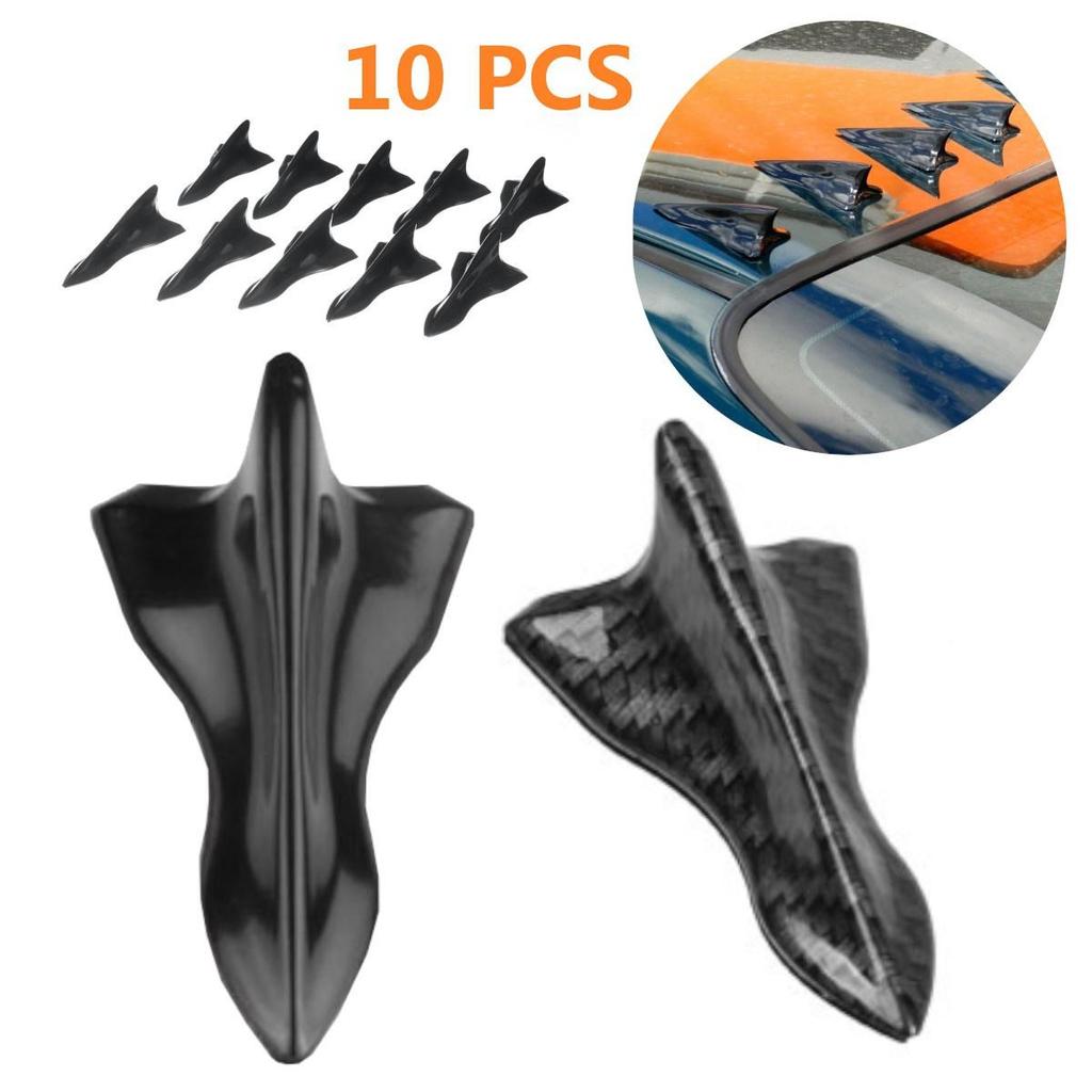 10 peças de fibra de carbono padrão carro auto tubarão barbatana difusor vórtice gerador asa teto spoiler bump acessórios peças