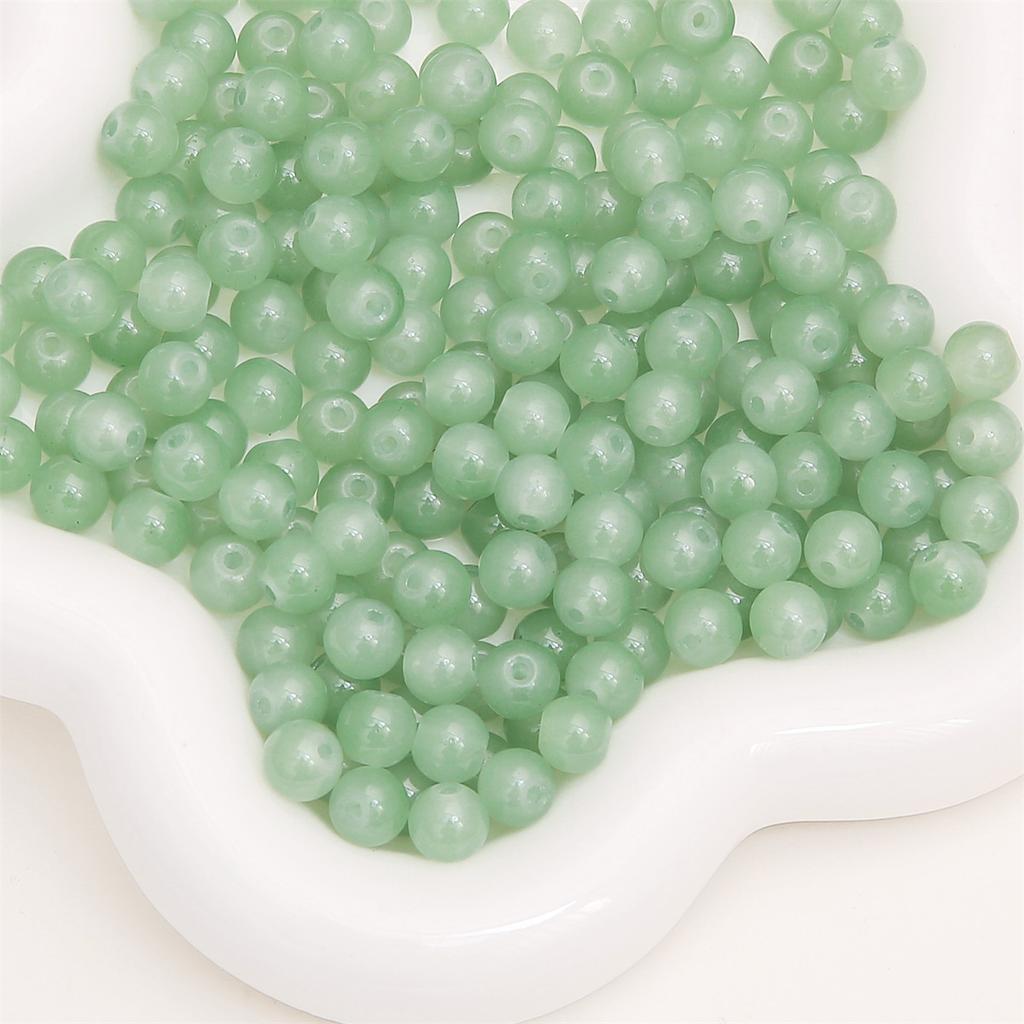 Glass Jelly Solid Color Imitation Jade Round Beads Loose Beads DIY Handmade Necklace String Beads Jewelry Accessories Beads for Jewelry Making