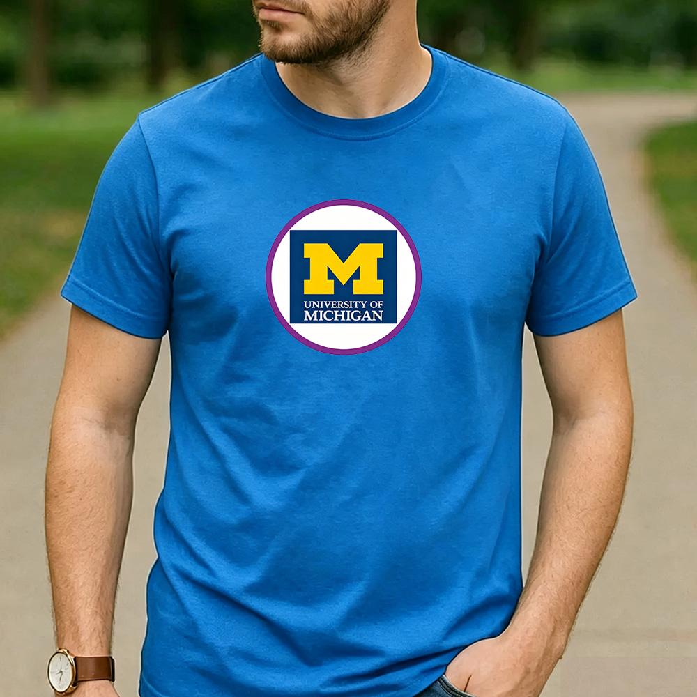 Vintage Retro University of Michigan Logo Cotton Graphic T Shirt Unisex Short Sleeve Alumni Graduate Holiday Birthday Gift Top