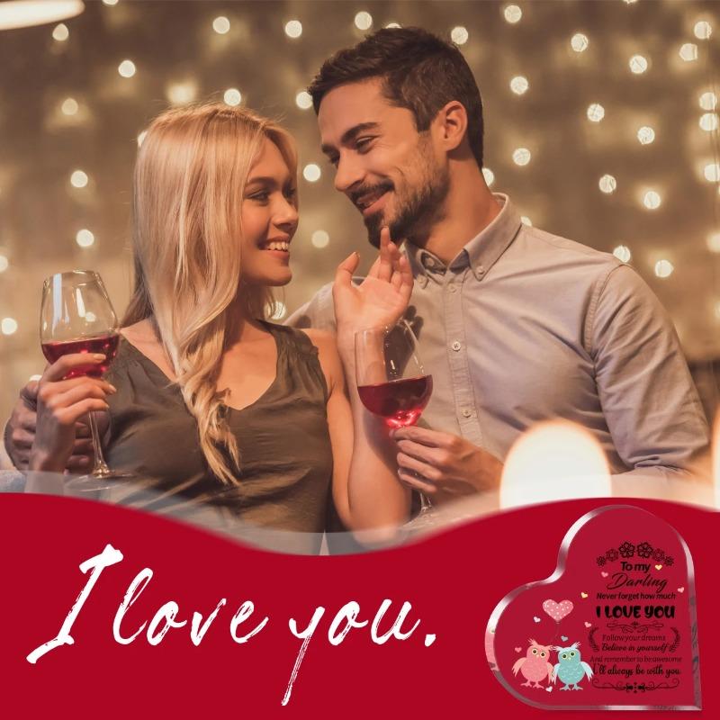 2D Flat "To My Darling I Love You" Heart Acrylic Desktop Decoration Plaque, Home Decor Plaque Hanging Wall Art Decorative Garden Decoration for Room D