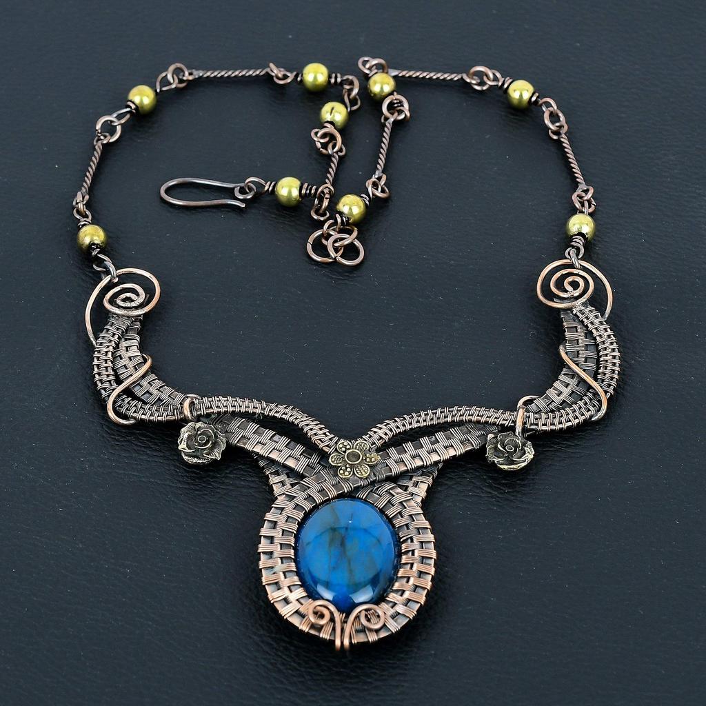 Neon Flash Labradorite 999 Copper Wire Wrapped  Pendant Handmade Gemstone Jewelry, Gifts For Wife Brand New Jewelry Pendant