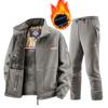 Autimn Winter Sportswear Set Mens Retro Training Thick Fleece Jacket + Pants Two Piece Set Casual Ski Running Tracksuit Suit