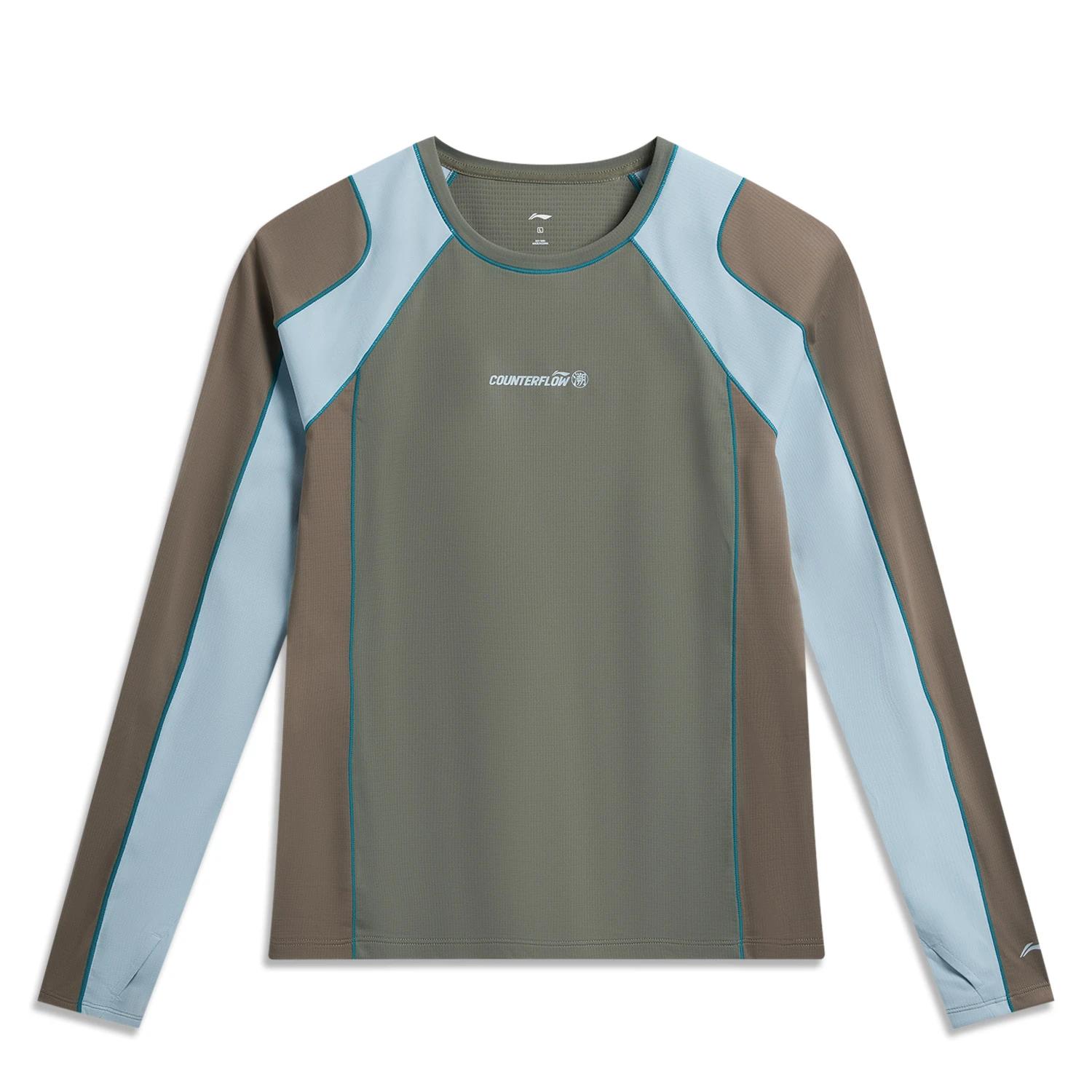 

Li Ning Outdoor CF Комфортна швидковисихаюча еластична трикотажна футболка з круглим вирізом з довгим рукавом Жіночі топи Лава-Зелений ATLW158-2 XL