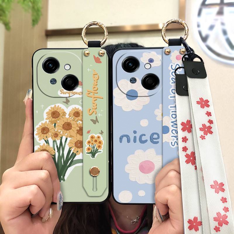 Protective Anti-knock Phone Case For Tecno POP9 4G/Spark GO 1/KL4 Flower Phone Holder Ring Kickstand Dirt-resistant