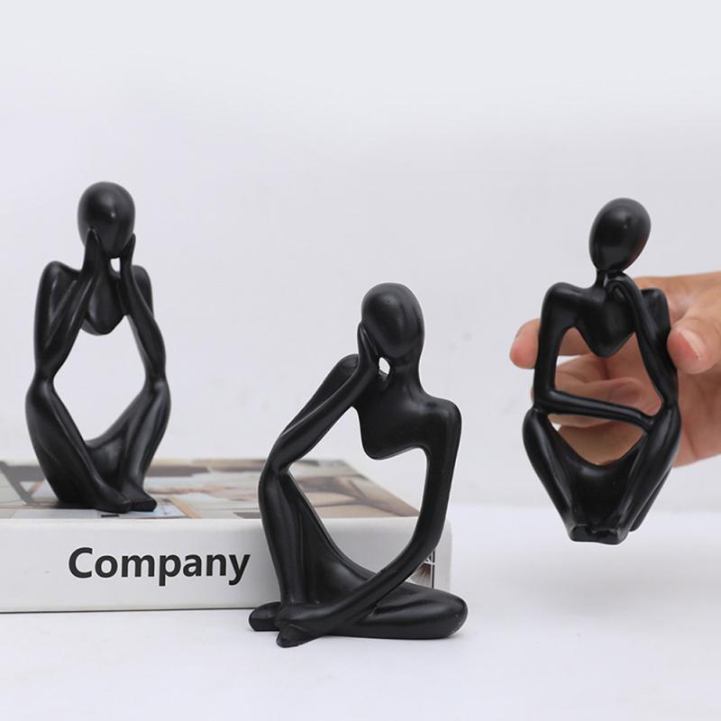 3pcs Abstract Modern Thinker Statue Resin Craft Collectible Figurines Desktop Ornament For Home
