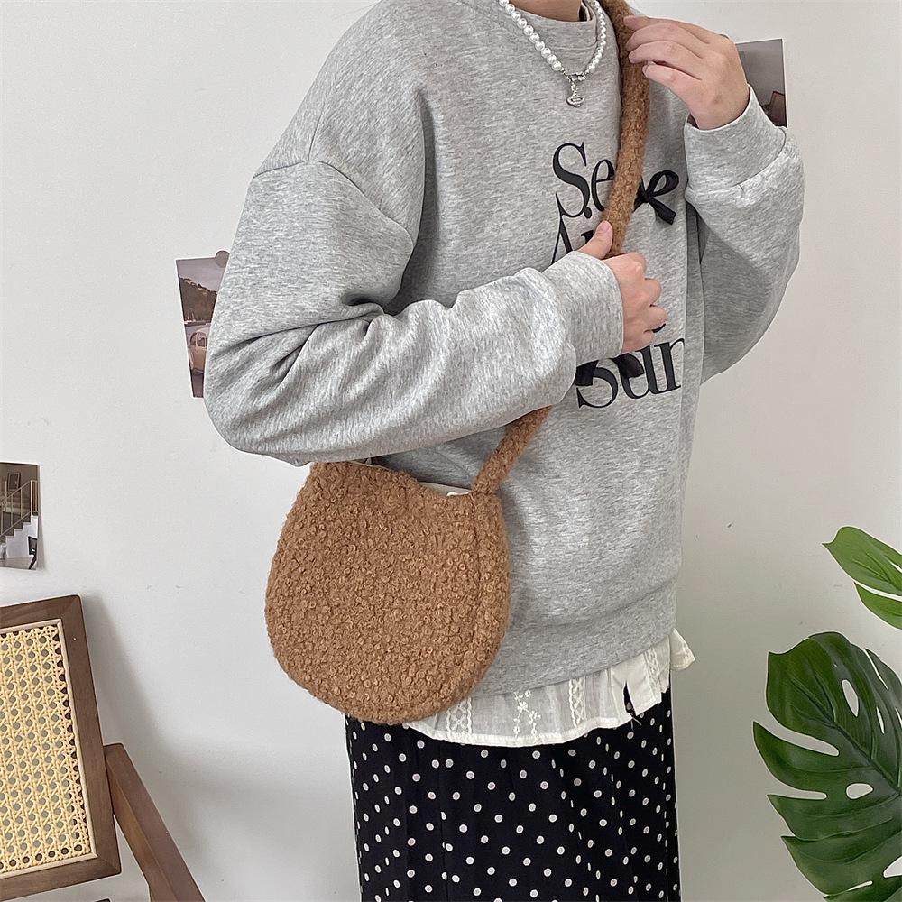 2 cute eggshell bags Macaron plush oval cute little crossbody shoulder bag underarm bag