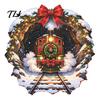 Winter Wonderland Decals Christmas Vintage Steam Train Static Window Sticker, 3D Broken Wall Effect Glass No Glue Stickers No-Adhesive Decal for Xmas