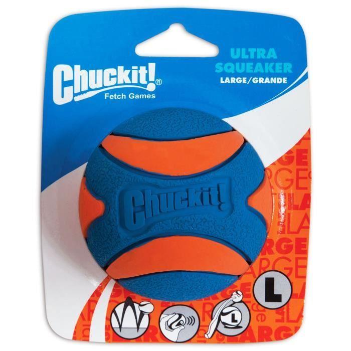 CHUCKIT! Ultra squeaker Balle avec sifflet L en caoutchouc Ø 7,5cm - Pour chien