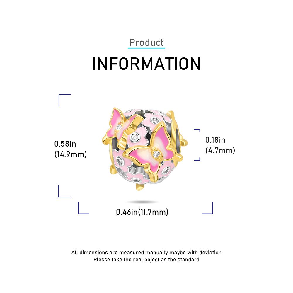Authentic Original products Copper Metal Colorful tulip flowers animal Cow Pendant Bead Component Compatible With Bracelet High Quality Fine Jewelry