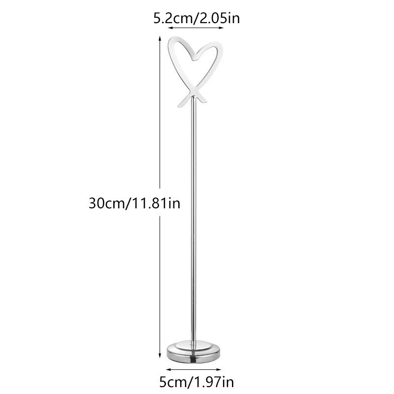 Heart Shape Memo Photo Stand Stainless Steel Card Holder Minimalist Metal Message Board For Home Office Decor With Non-Slip Base