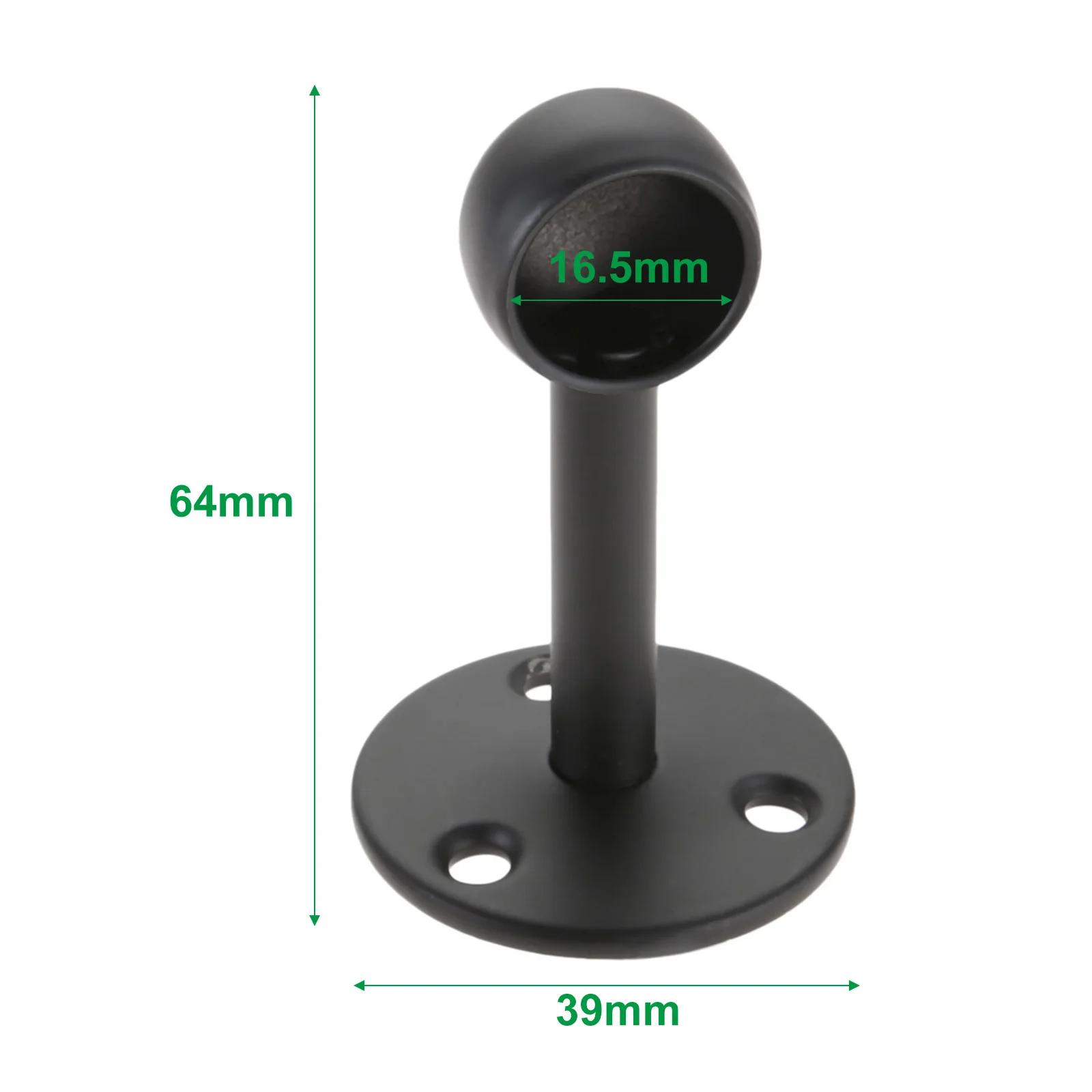 

2Pcs Black Steel Closet Pole Socket Brackets Wardrobe Rod Brackets Curtain Rod End Supports Flange Rod Holder 16/19/22/25/32mm as the picture