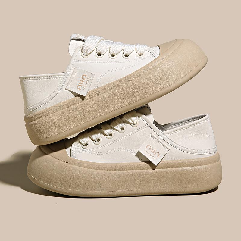 

New casual thick baseplate shoes spring and summer versatile niche design flat-bottomed sports little white shoes T 40