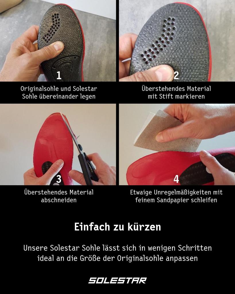SOLESTAR Fahrrad Einlegesohle NEUTRAL HIKE Größe S Breite 9.0cm/Länge 25.5cm SOLHIKE39-40